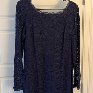 Adrianna Papelll Gorgeous Navy Lace Maxi Dress